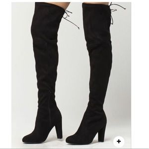 Wild Diva Black Thigh High Heel Boots